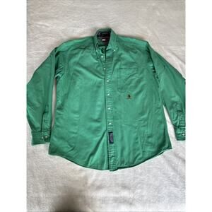 Vintage Tommy Hilfiger Green Button Up Long Sleeve Shirt Men 15.5 34-35 Med 80’s